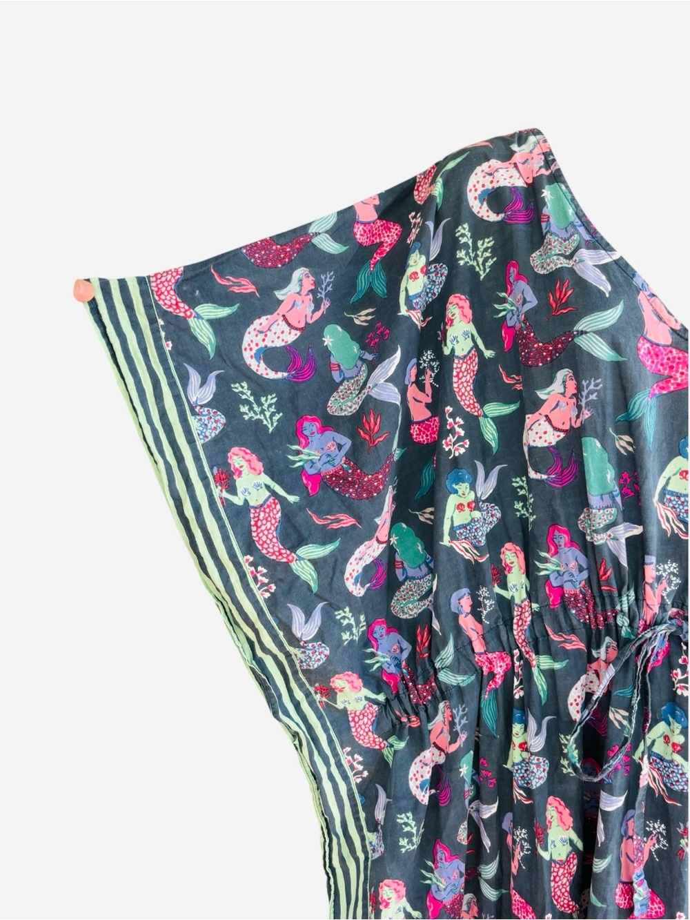 Print Fresh Mythical Mermaids Let’s Cruise Caftan Coastal Beach Organic Cotton - Picture 4 of 16